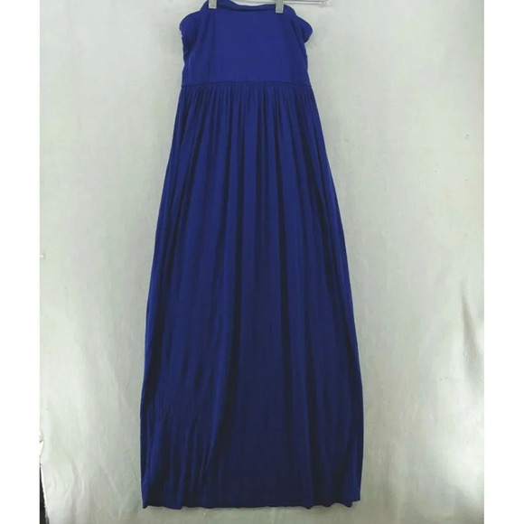 Forever 21 Maxi Dress Women's Sz Small Royal Blue Strapless Pleated Long - Picture 2 of 10